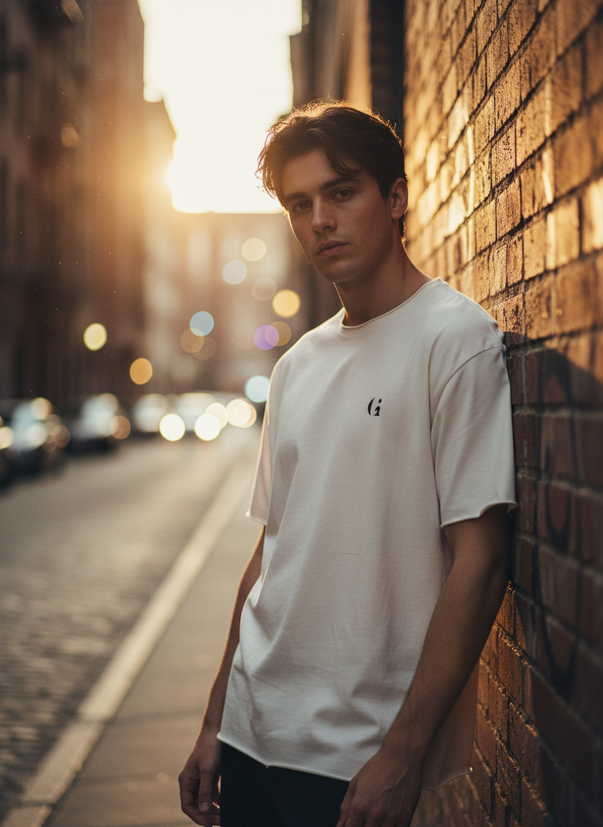 Cinematic oversized t-shirt scene