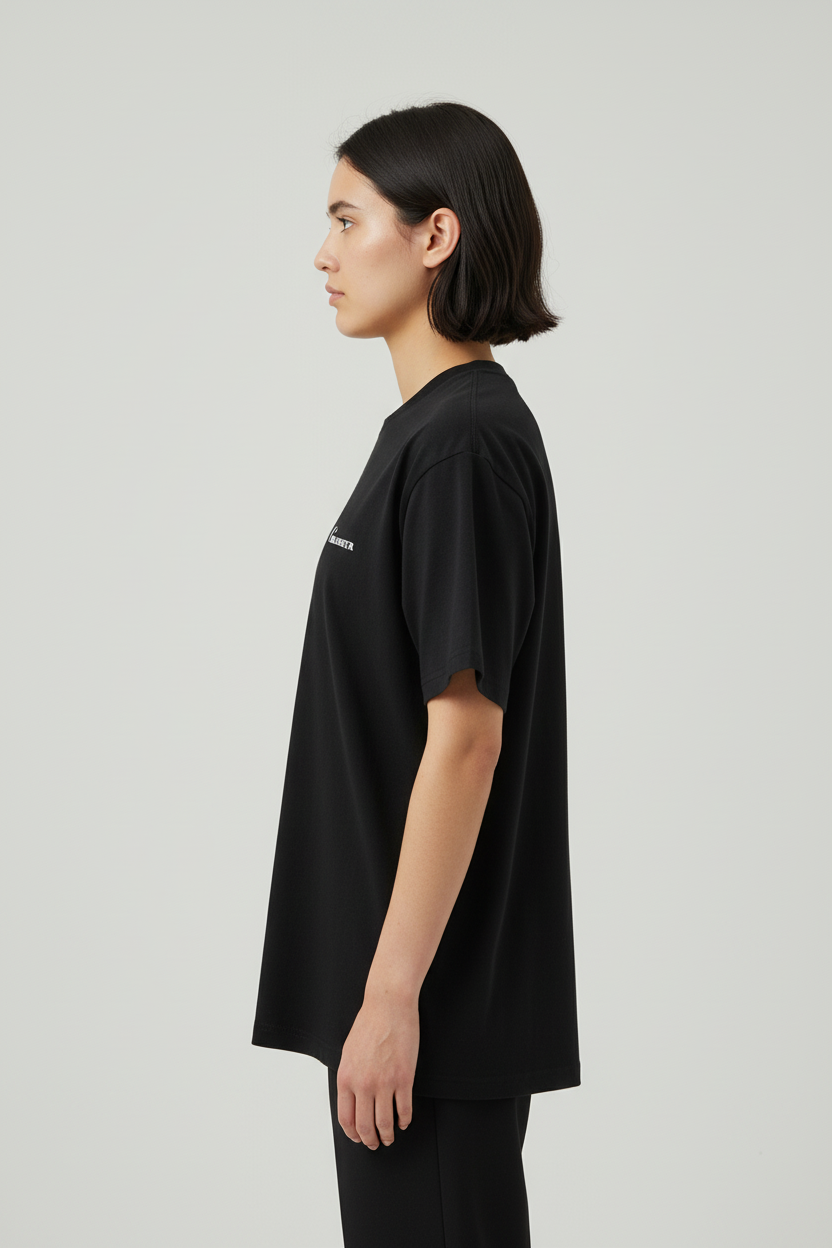 Side view showing realistic 2cm asymmetric hem